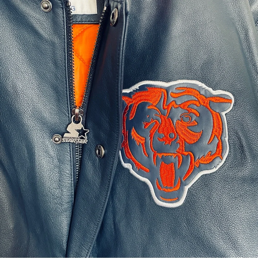 Starter Chicago Bears Leather Jacket Size Large
